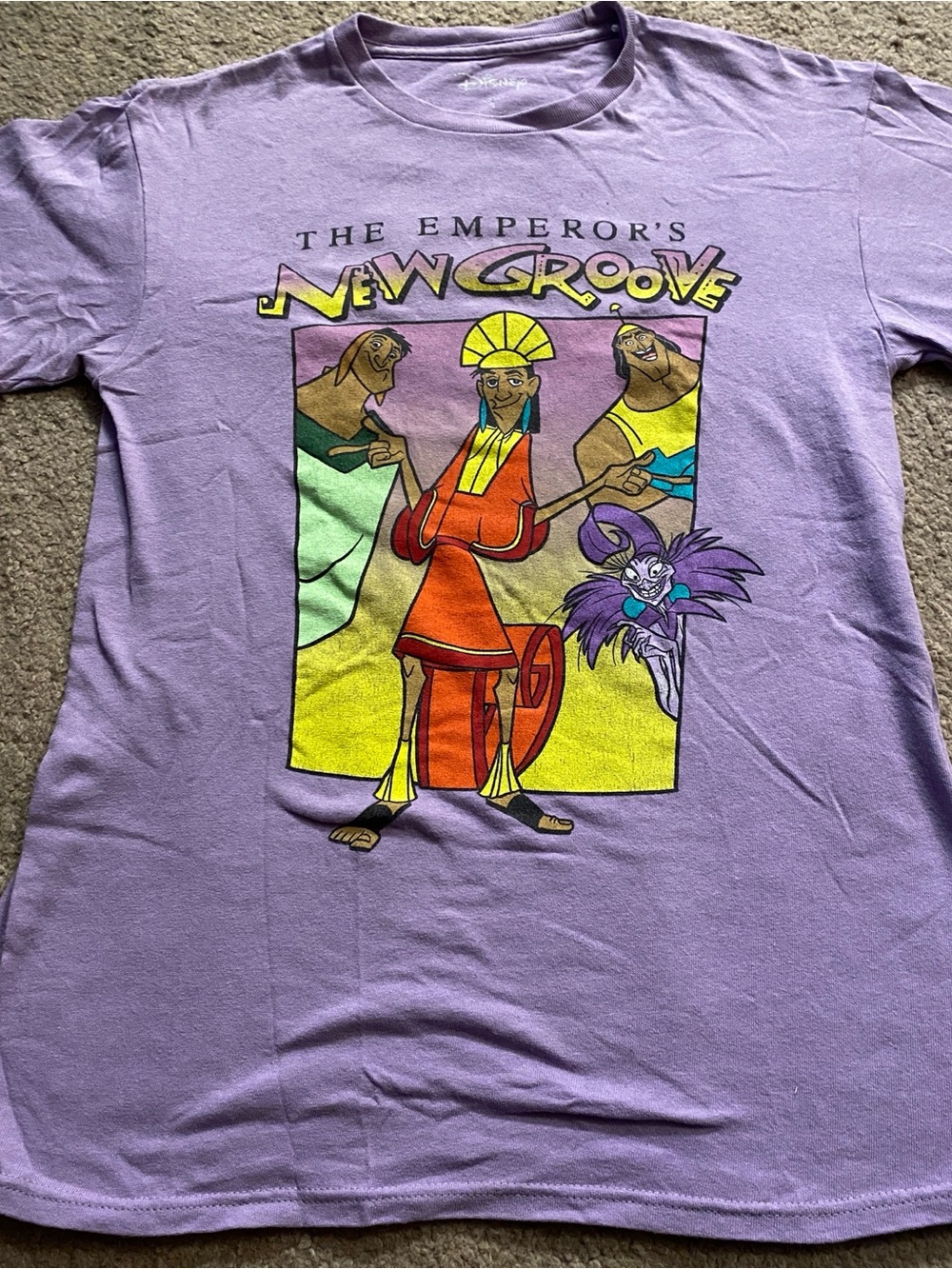 Disney The Emperor's New Groove T-Shirt Womens Small Purple Cotton Graphic Tee